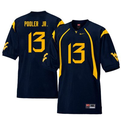 Men's West Virginia Mountaineers NCAA #13 Jeffery Pooler Jr. Navy Authentic Nike Throwback Stitched College Football Jersey ZU15C54EA